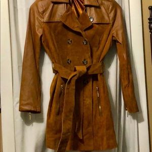 IMAN Platinum Luxe Leather Suede Trench